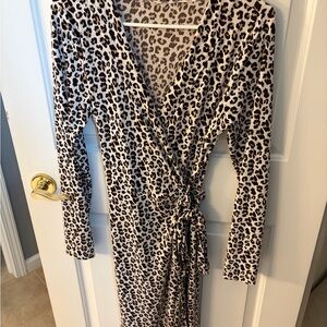 Banana Republic Factory Leopard Print Wrap Dress - Beige and Black